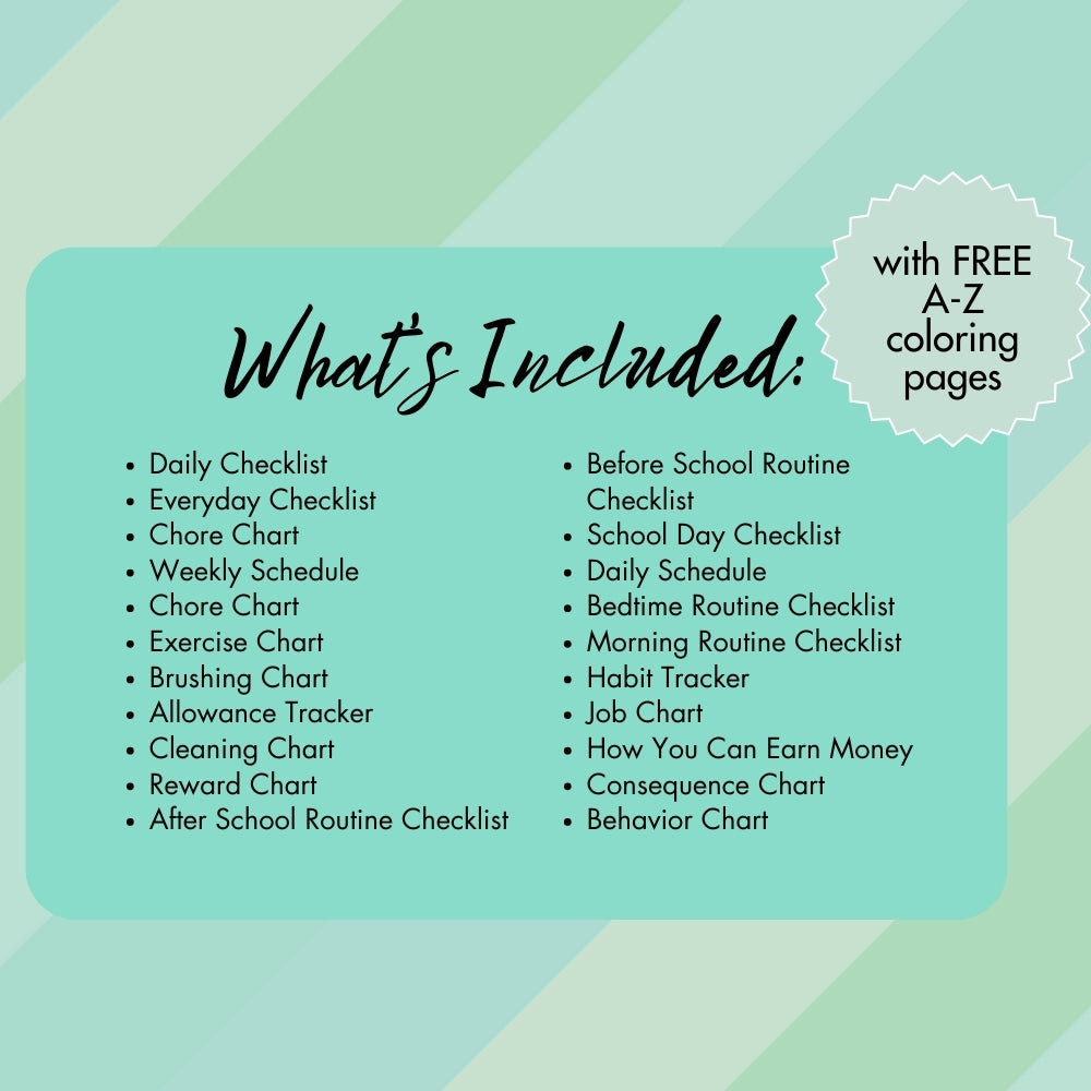 Green Kids Chore Chart – Fun Printable PLR Templates