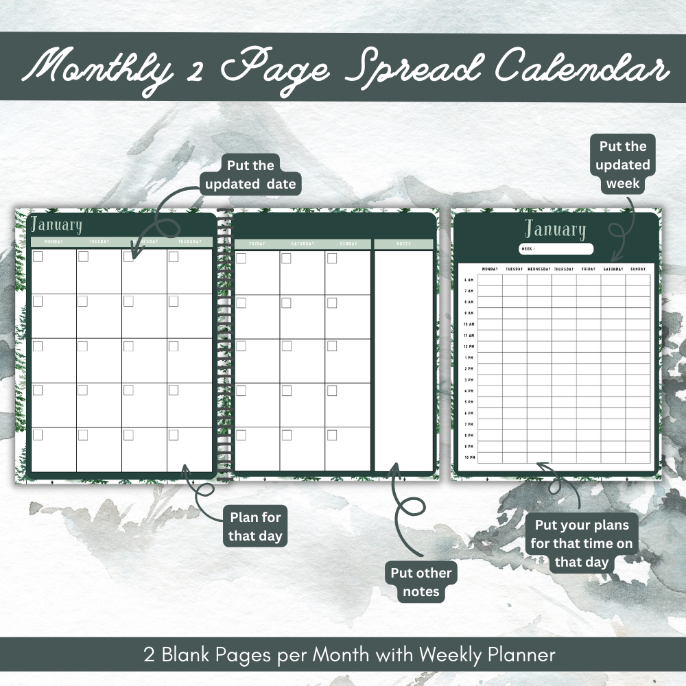 Pine Tree Christmas Planner Printable PDF