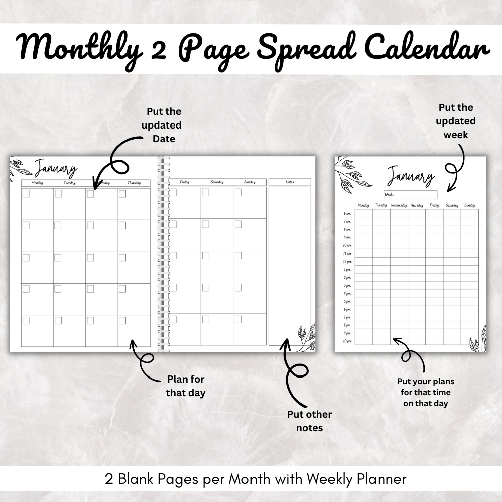 Black & White Thanksgiving Planner Printable PDF