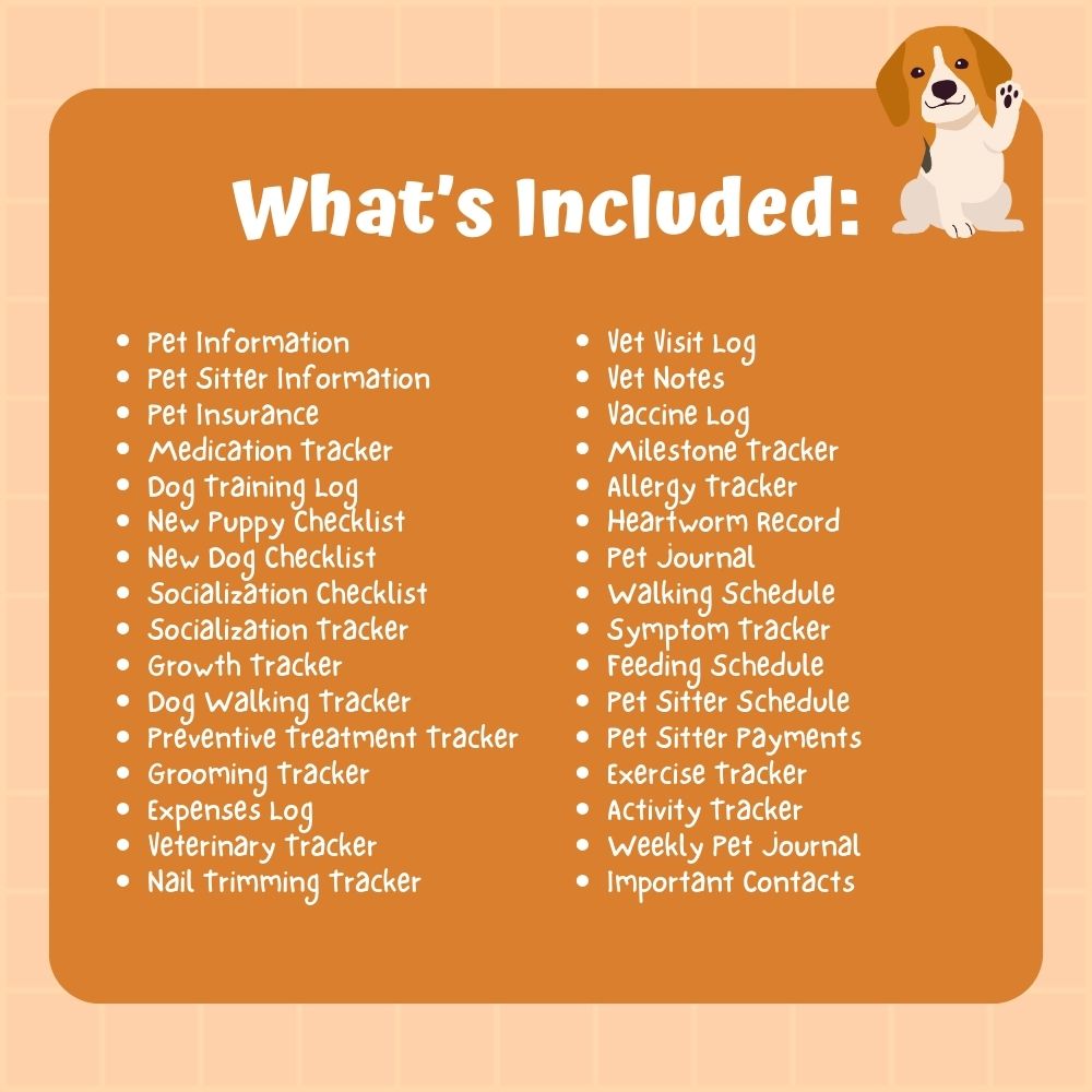 PLR Dog Care Planner | Editable Pet Health & Training Templates