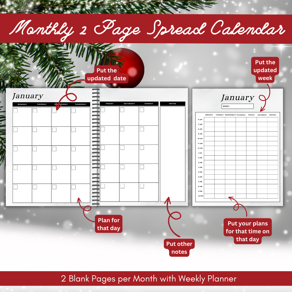 Black & White Christmas Planner Printable PDF