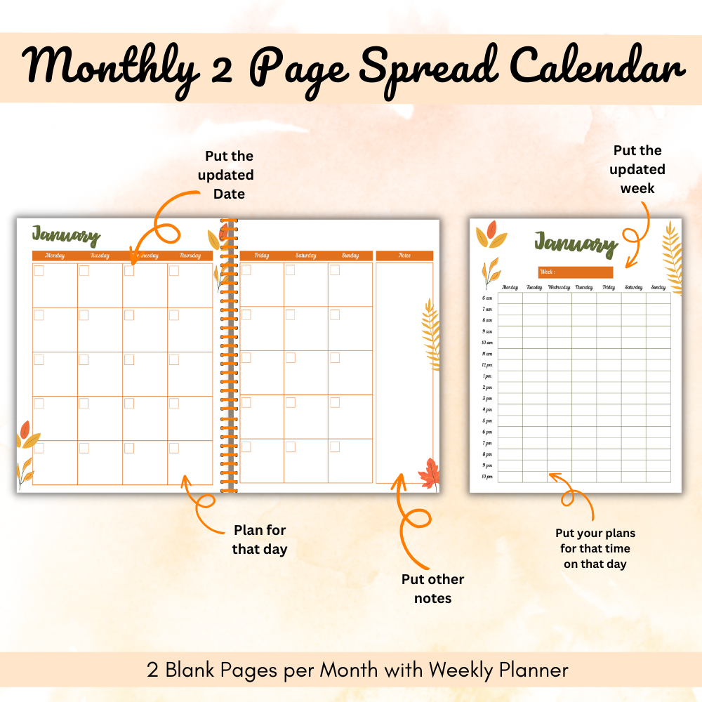Green & Orange Thanksgiving Planner Printable PDF