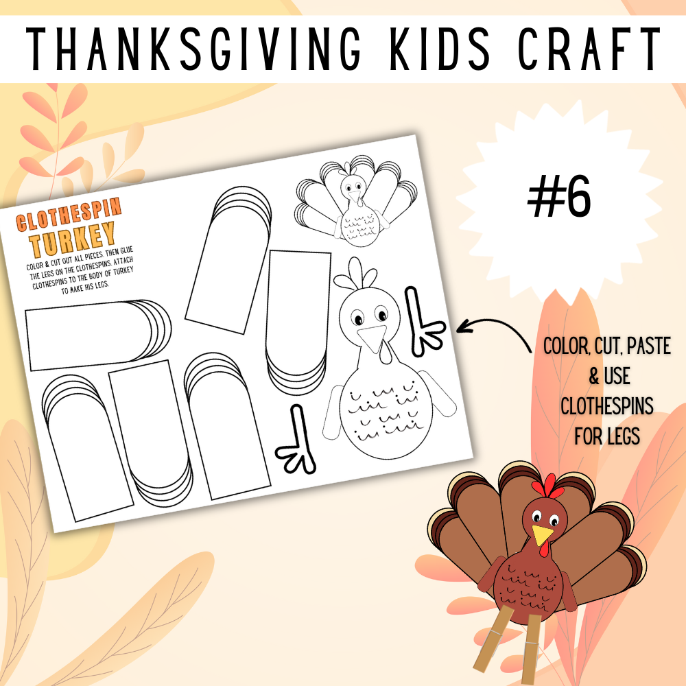 Printable Thanksgiving Kid Crafts PDF Pack