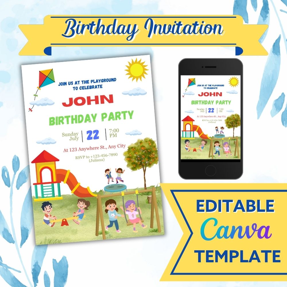 Playground Birthday Invitation Template Pack