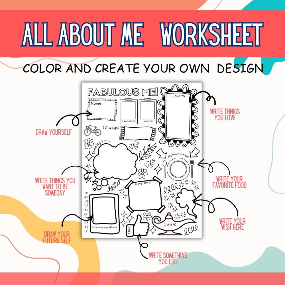 All About Me Worksheets for Kids Printable