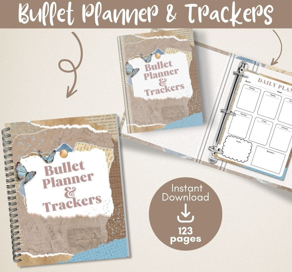 PLR Blue Bullet Planners & Trackers | Editable Productivity Templates