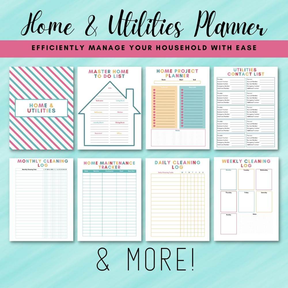 PLR Home Management Planner | Multicolor Editable Binder Templates