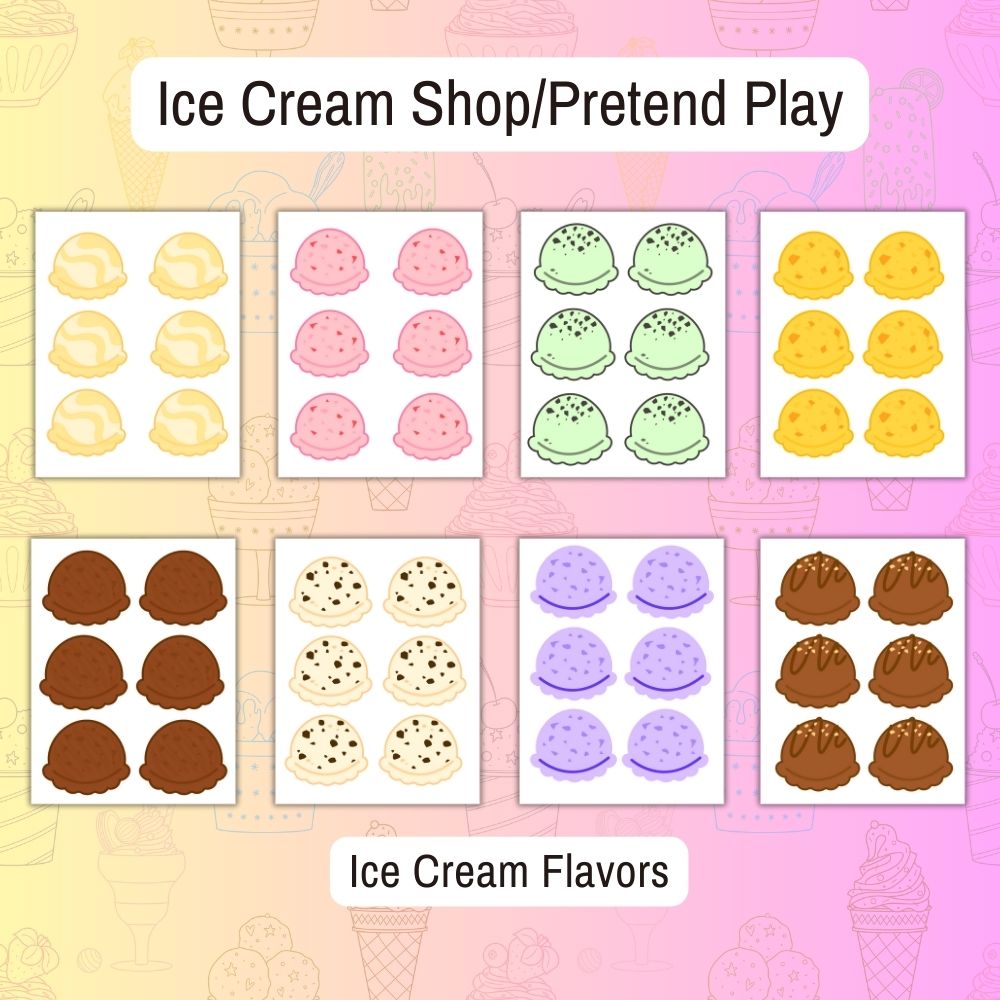 Ice Cream Shop Pretend Play Printables – 39 Pages