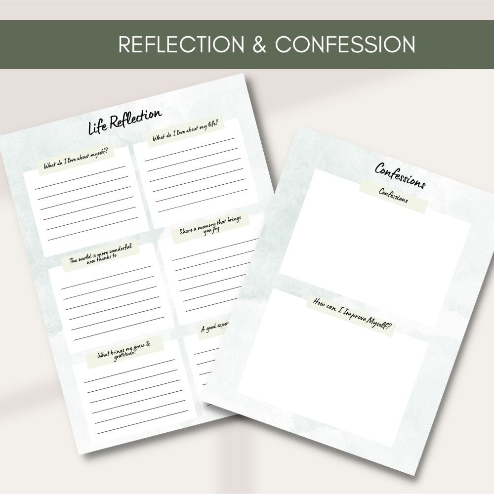 Green Prayer Journal – Printable Faith Planner PLR