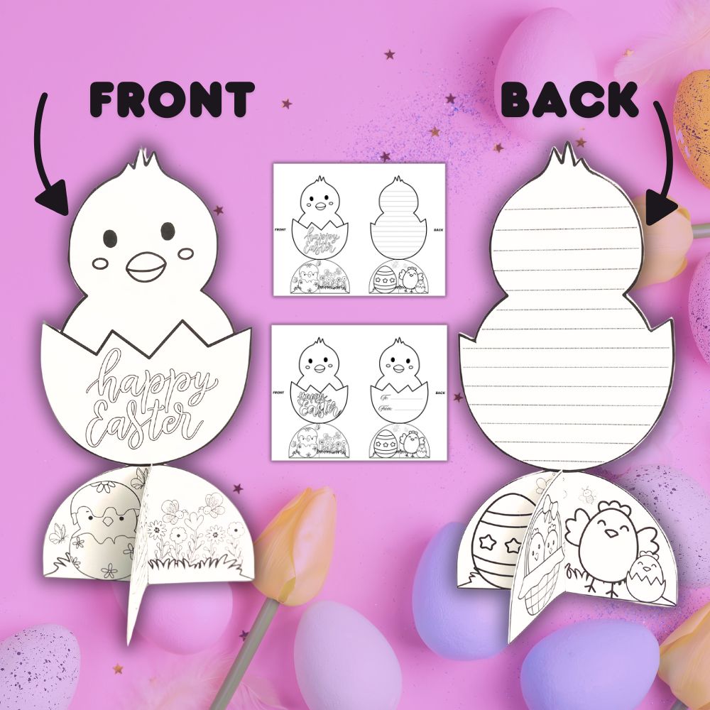 Printable 3D Easter Cards to Color – 18 Designs