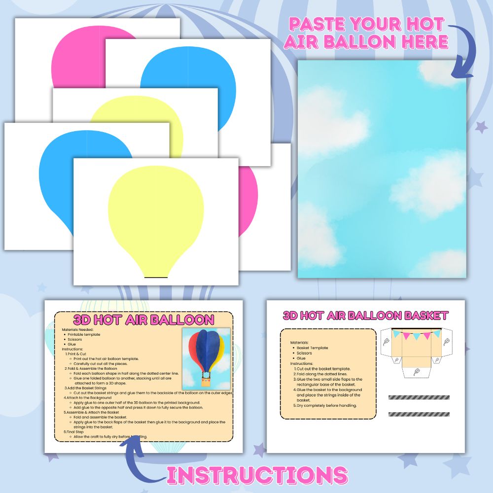 3D Hot Air Balloon Printable Craft