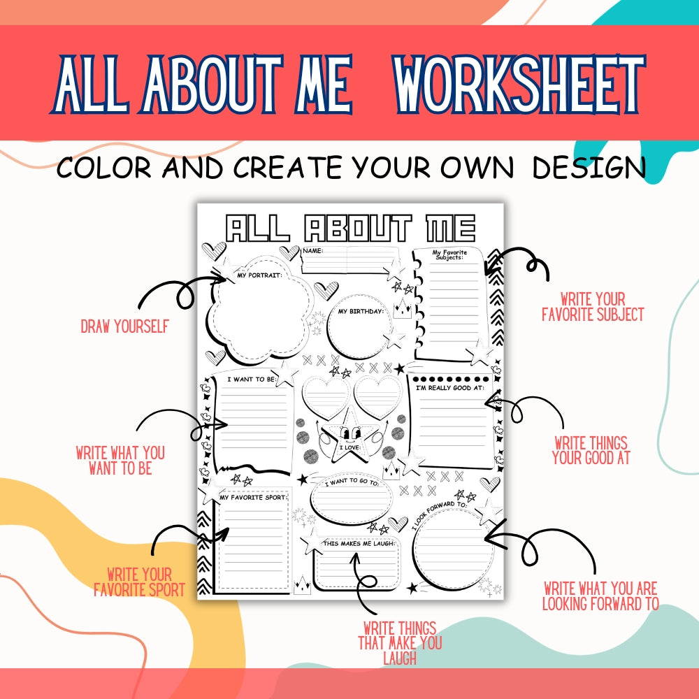All About Me Worksheets for Kids Printable