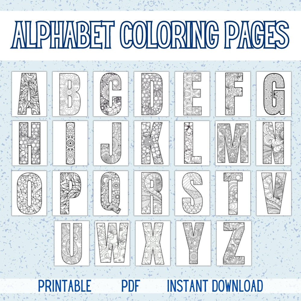 Blue Alphabet Coloring Pages – 26 Printable Letters