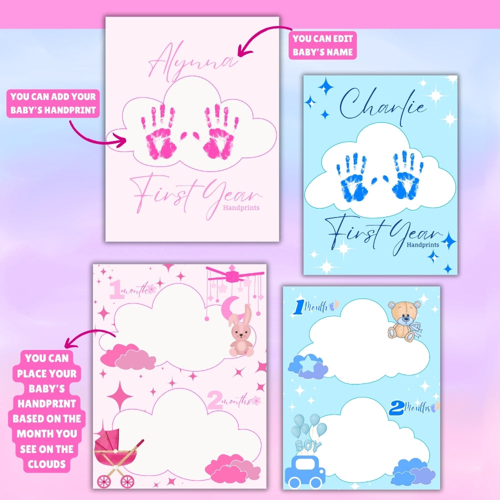 Baby’s First Year Handprint Keepsake Printable