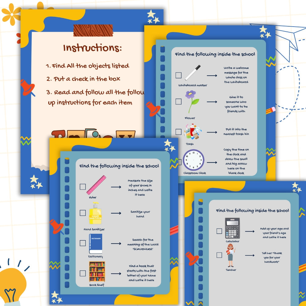 Back to School Scavenger Hunt Printable Game