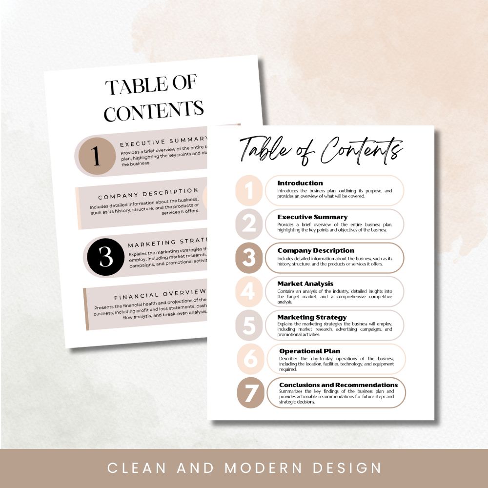 Beige Table of Content Pages Canva Templates