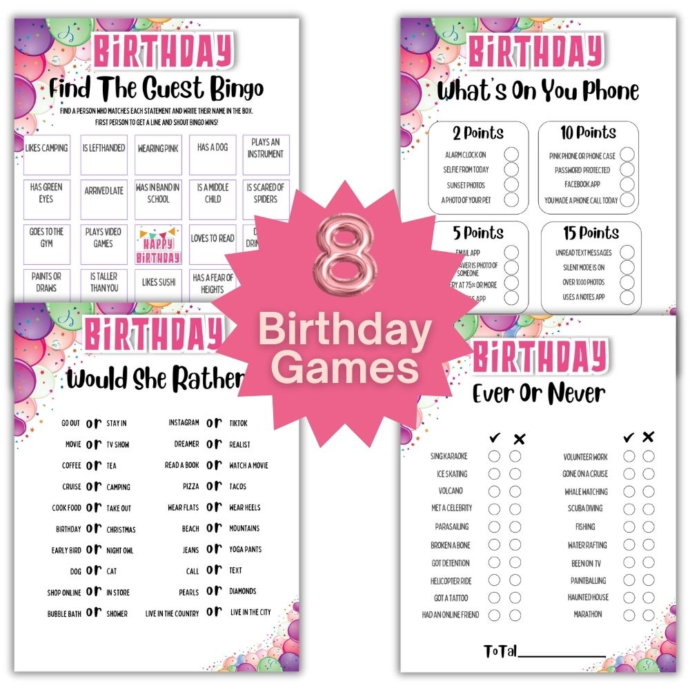 Birthday Games for Adults – 8 Fun Printable Party Games