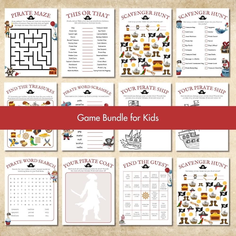 Pirate Birthday Party Game Bundle