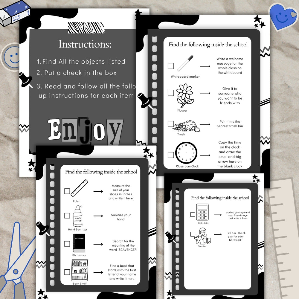 Back to School Scavenger Hunt Printable Game