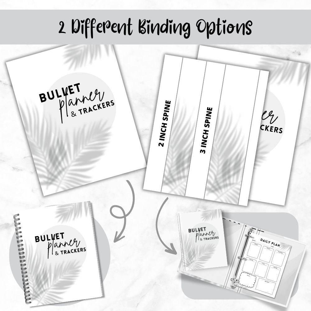 PLR Black & White Bullet Planner & Trackers | Editable Productivity Templates