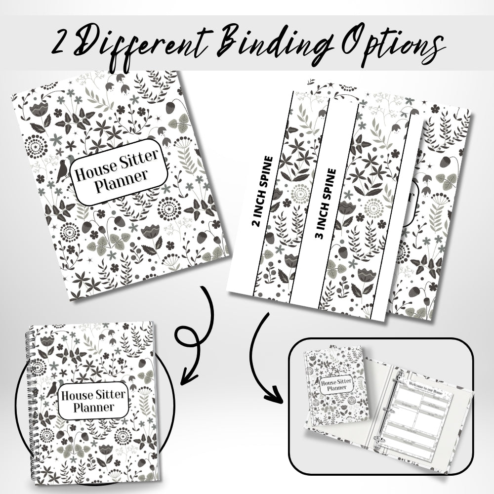 PLR Black & White House Sitter Planner | Editable Organizer Templates