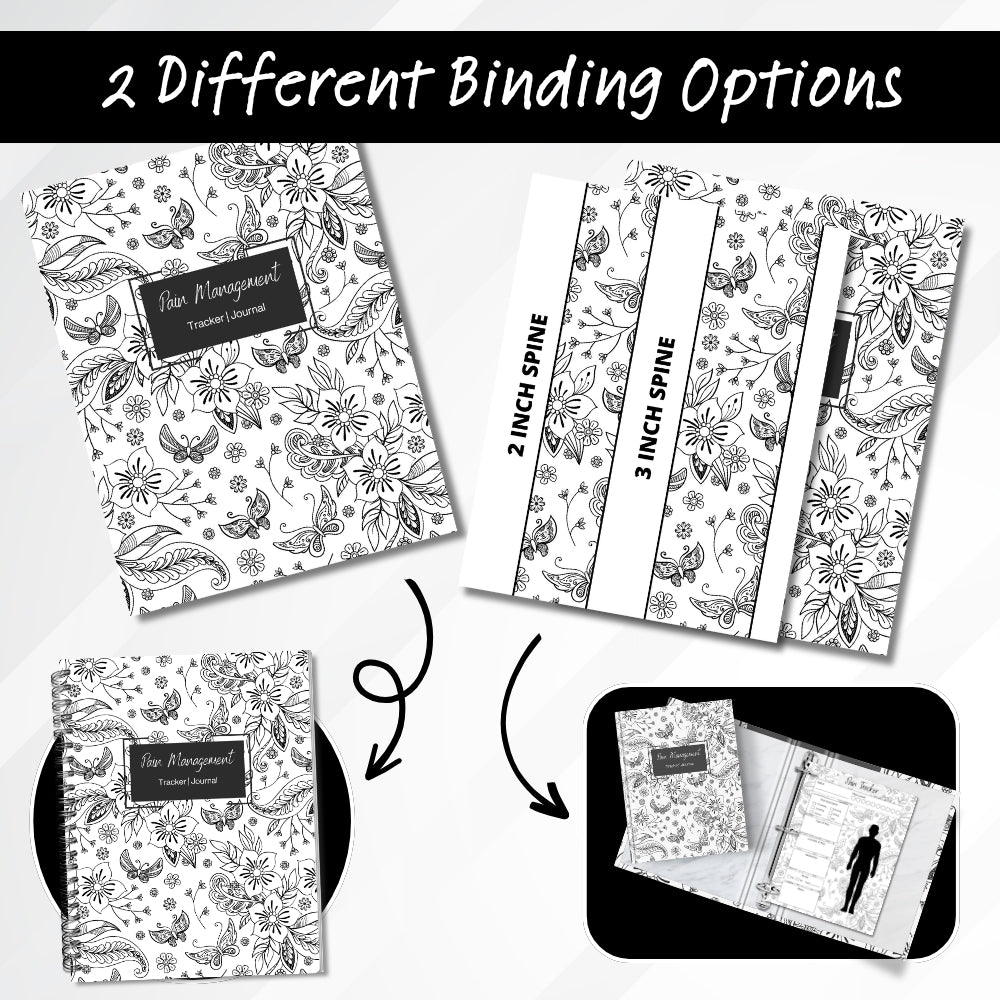 PLR Black and White Pain Management Tracker Journal | Journals for pain tracking | My Store