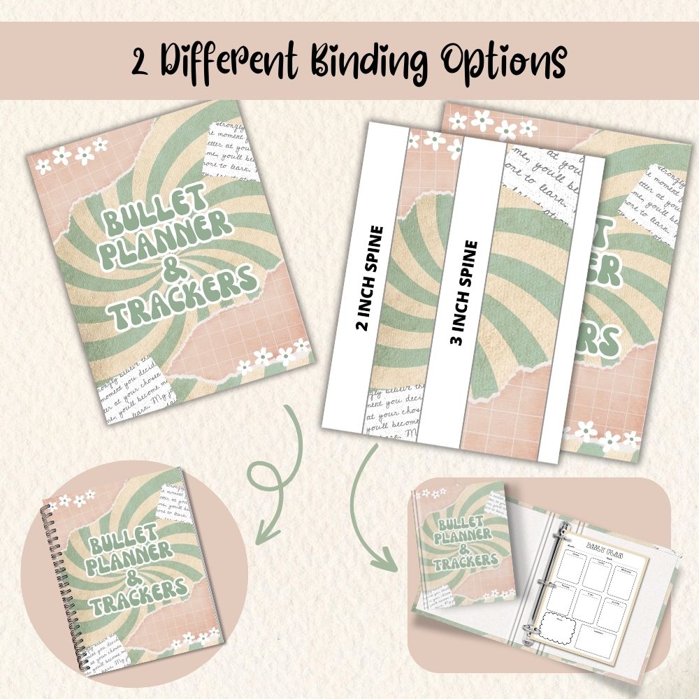 PLR Green Bullet Planner & Trackers | Editable Productivity Templates