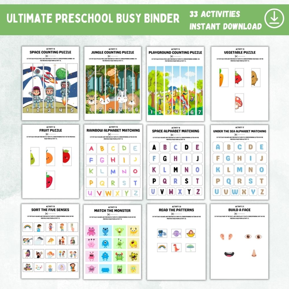 Ultimate Preschool Busy Binder – 33 Fun Learning Activities