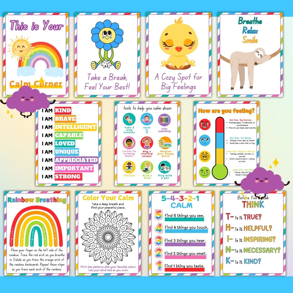 Calm Corner Posters – 11 Printable Mindfulness Pages
