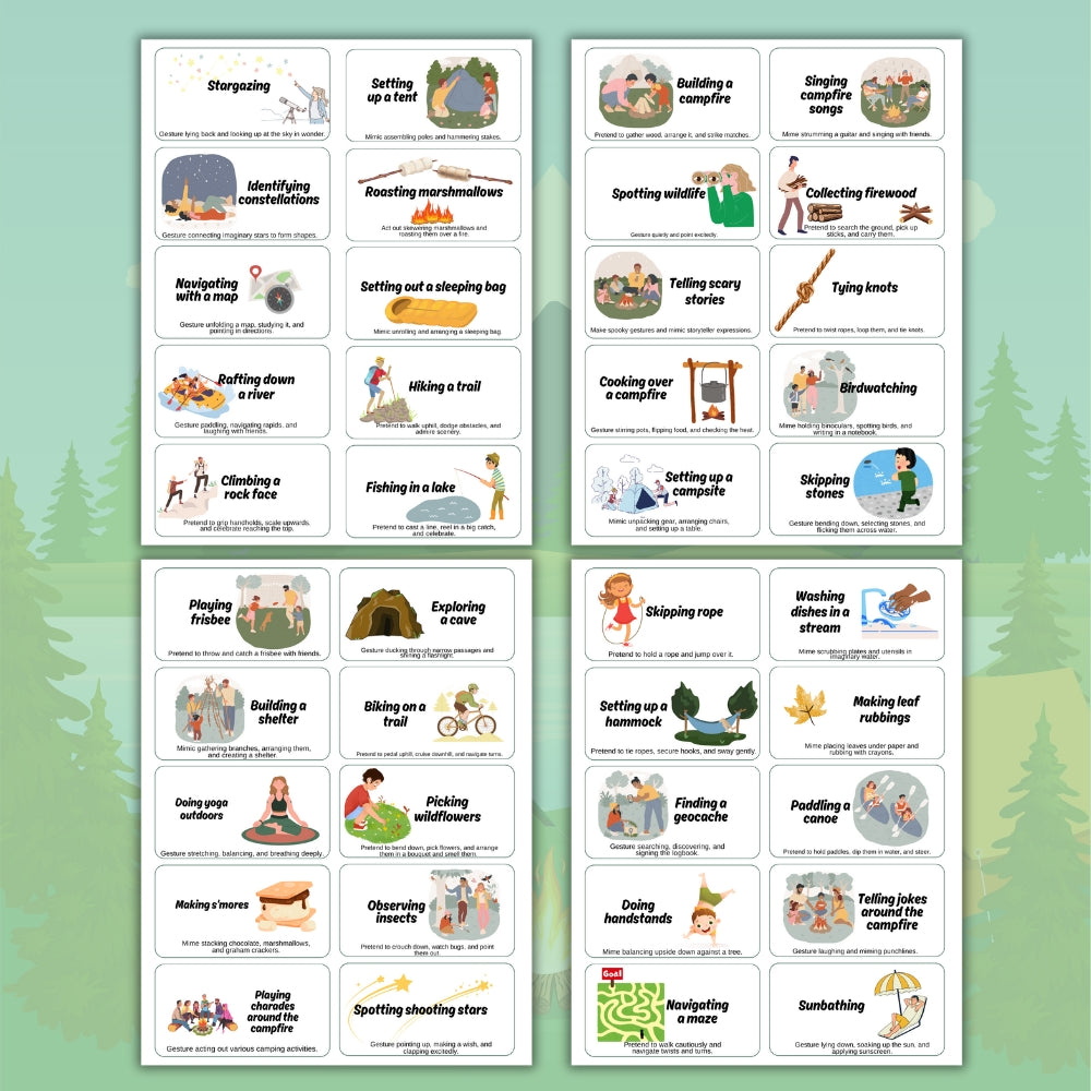 Camping Charades – 40 Printable Outdoor Game Cards