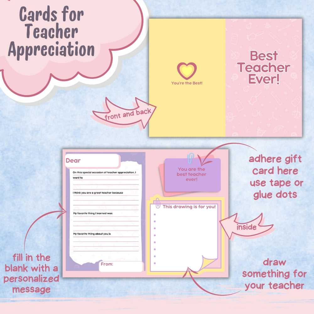 Teacher Appreciation Cards – Printable Pack