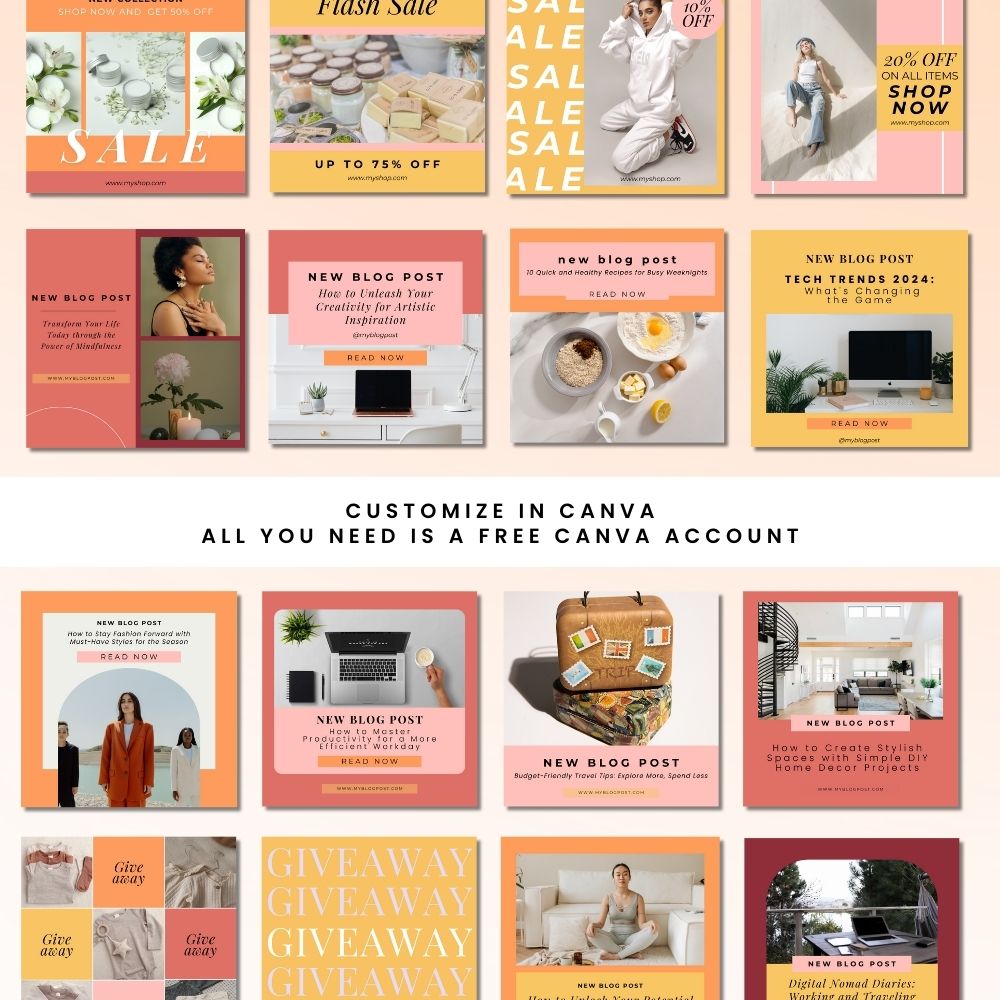 Colorful Social Media Templates – 70 Editable Designs
