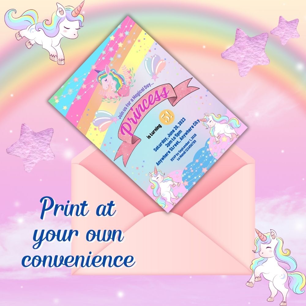 Colorful Unicorn Birthday Invitation