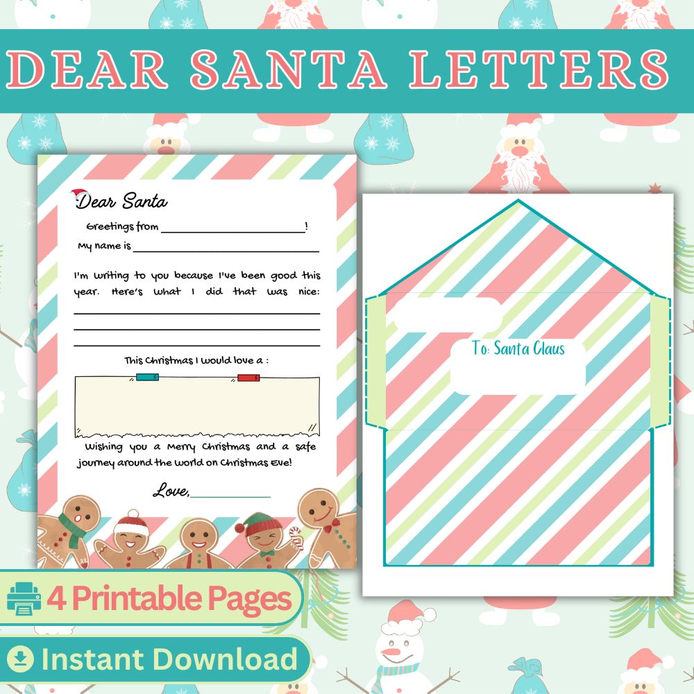 Dear Santa Printable Letters with Matching Envelopes