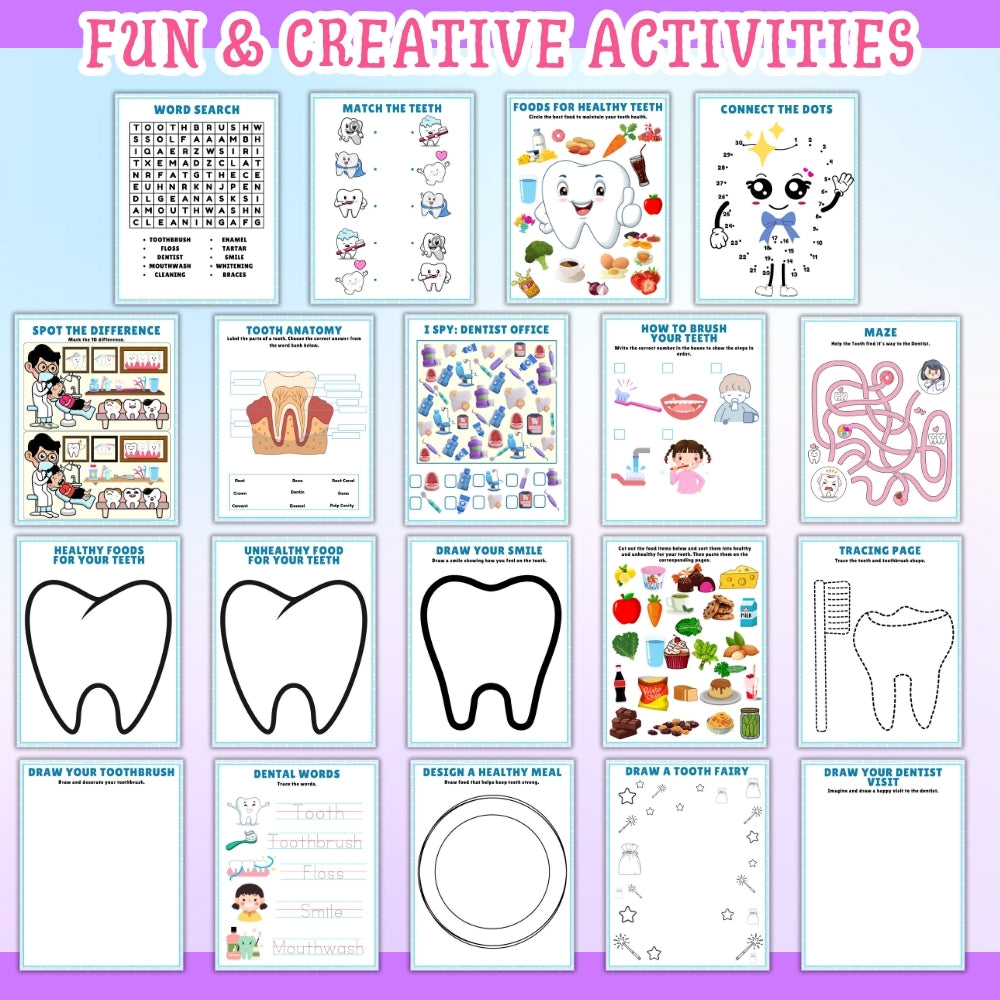Kids Dentist Activity Pack Printable (29 Pages)