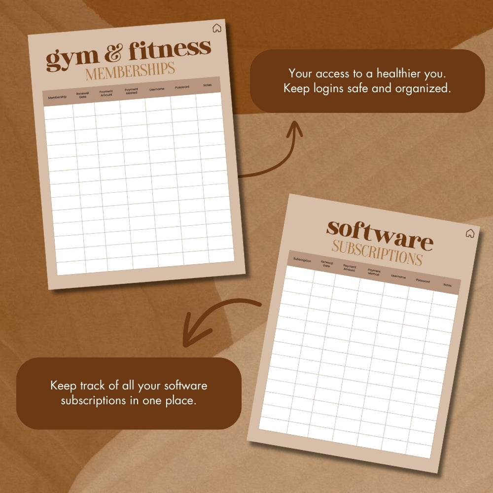 Digital Password Keeper Planner