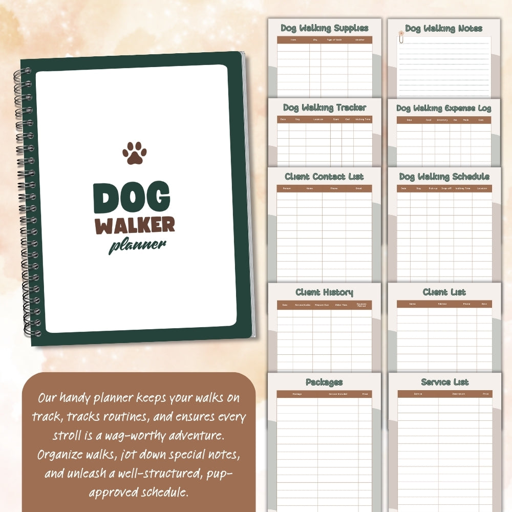 PLR Dog Walker Planner | Editable Pet Care & Schedule Templates