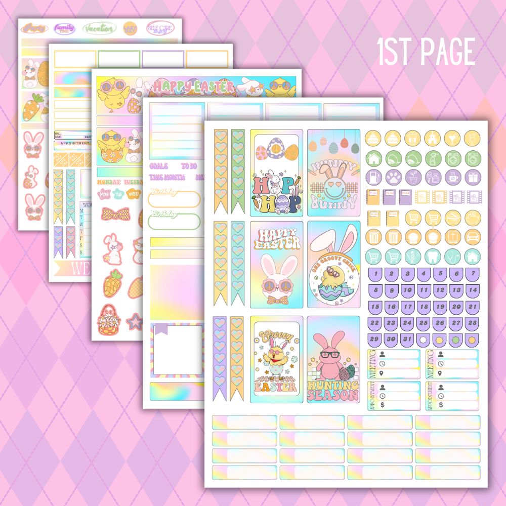 Easter Planner Stickers – 5 Printable Pages PDF