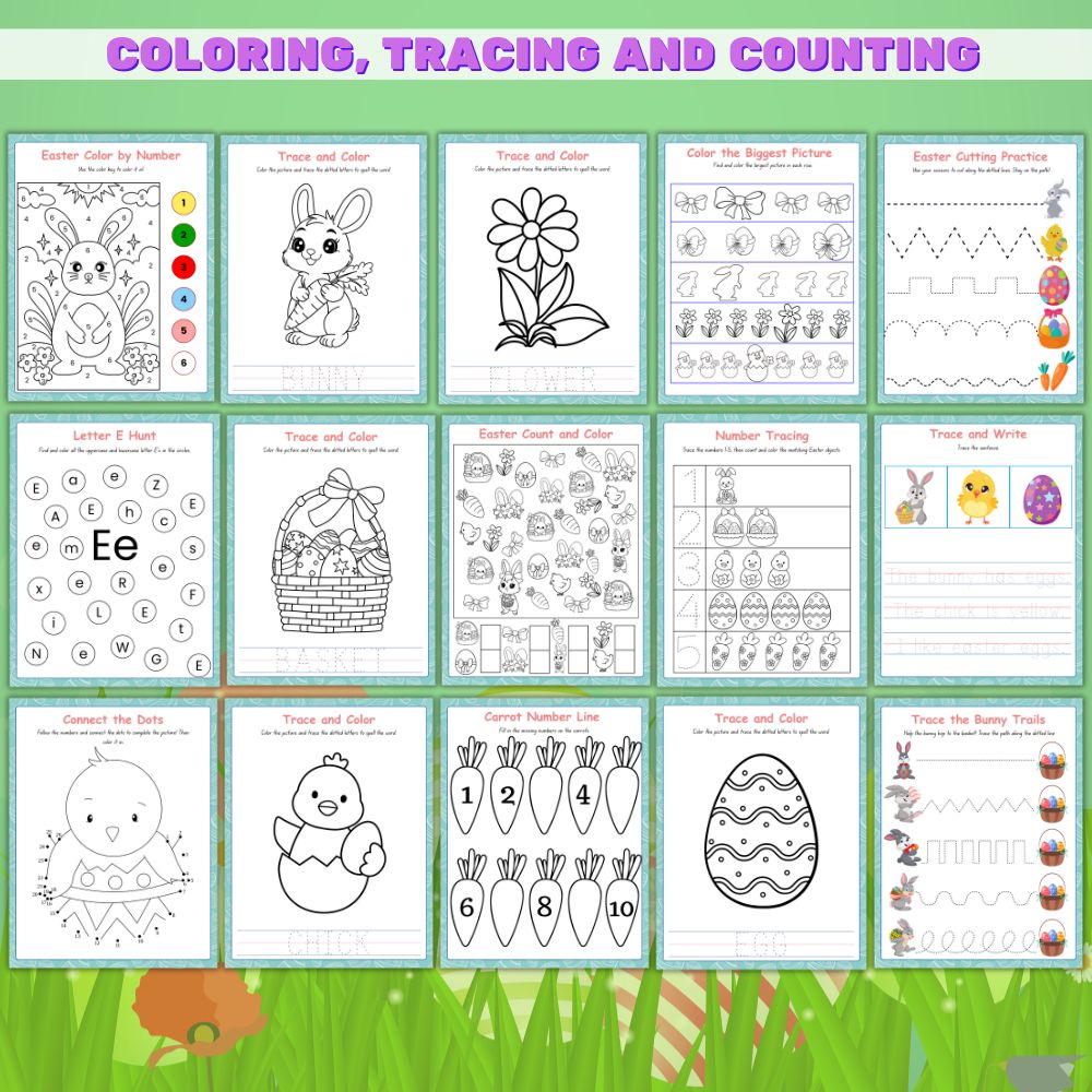 Easter Preschool Worksheet Bundle