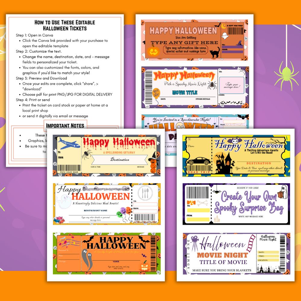 Editable Halloween Tickets