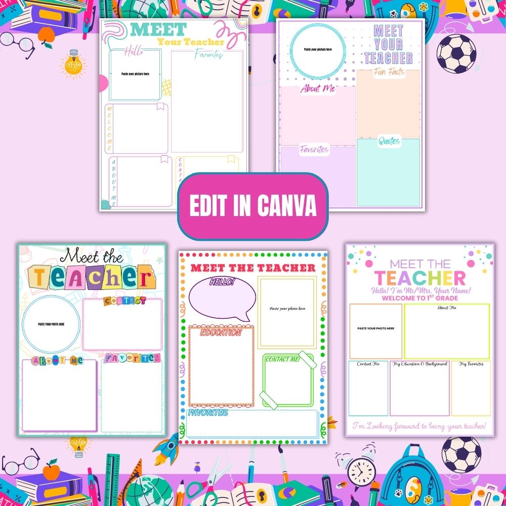 Editable Meet the Teacher Canva Templates
