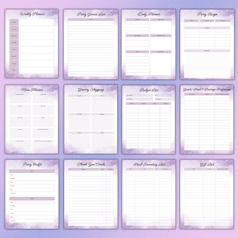 PLR Generic Event & Party Planner | Editable Party Planning Templates