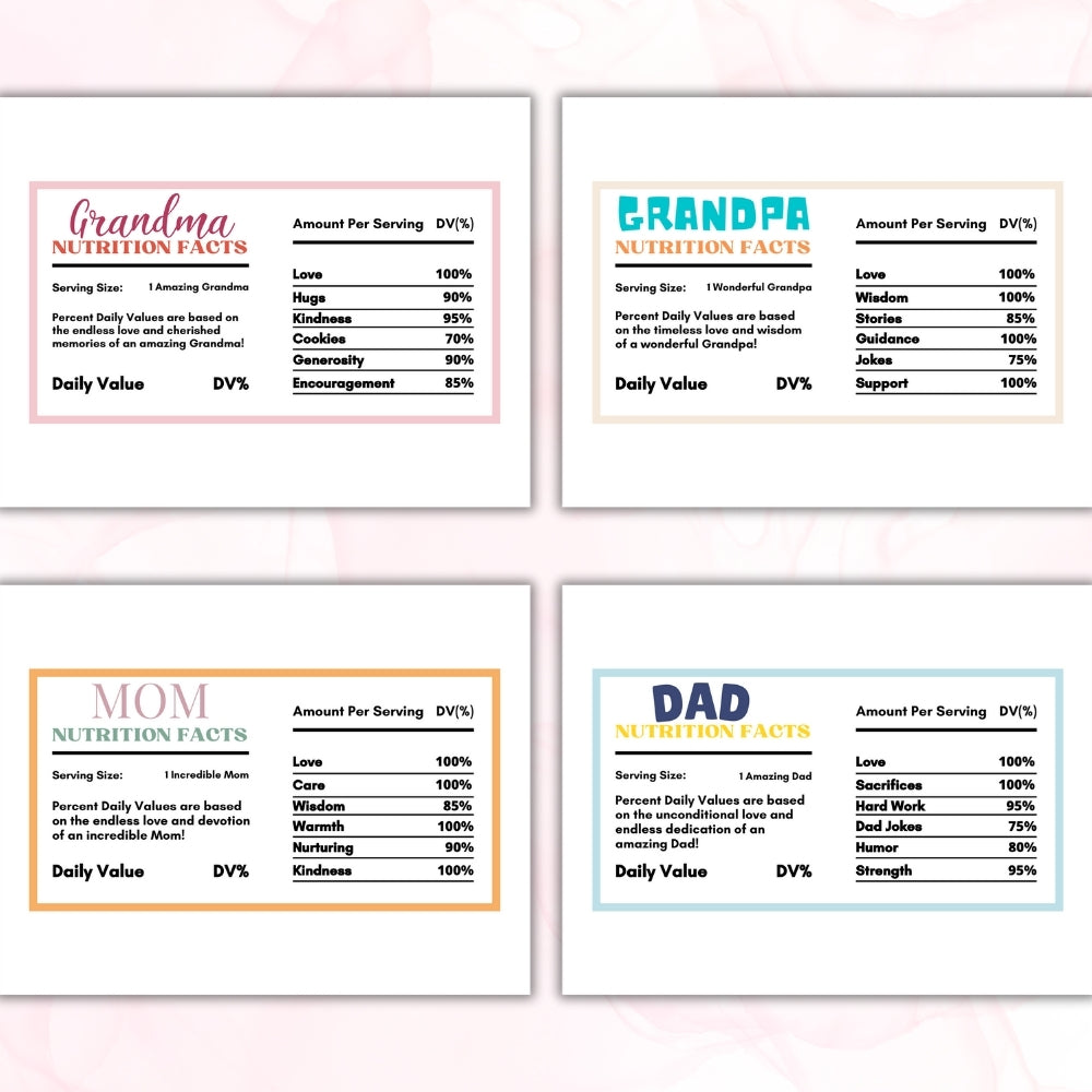 Family Nutritional Fact Labels – Fun Printable Pack