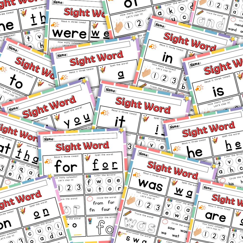 First 100 Sight Words Worksheets – Printable Literacy Pack