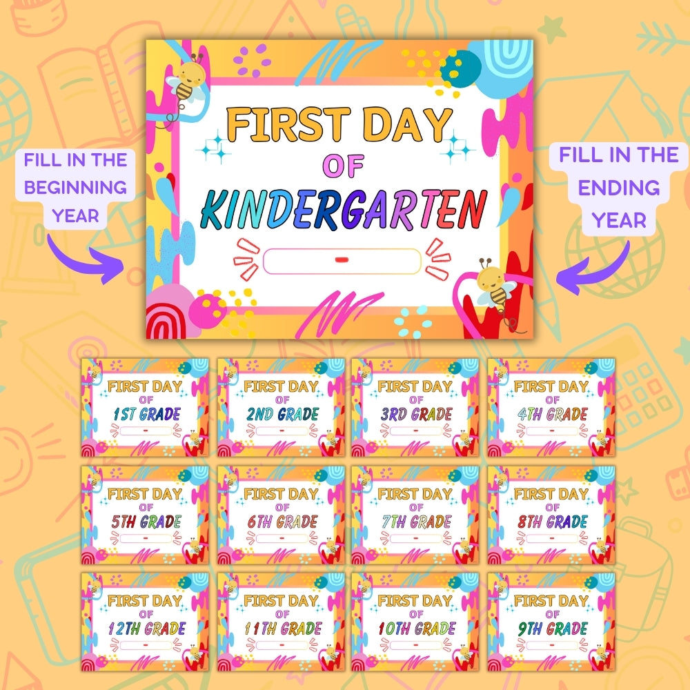 Orange First & Last Day of School Signs Pack