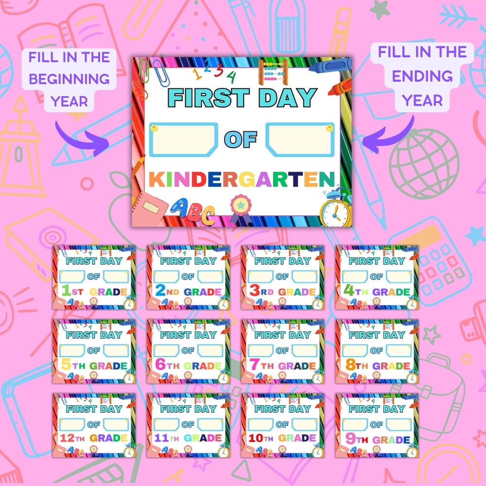 First & Last Day of School Signs Printable Pack