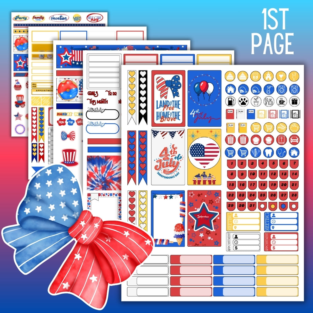 4th of July Planner Sticker Set – Festive Printables