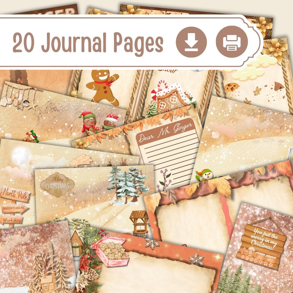 Gingerbread Junk Journal Printables – 37 Pages