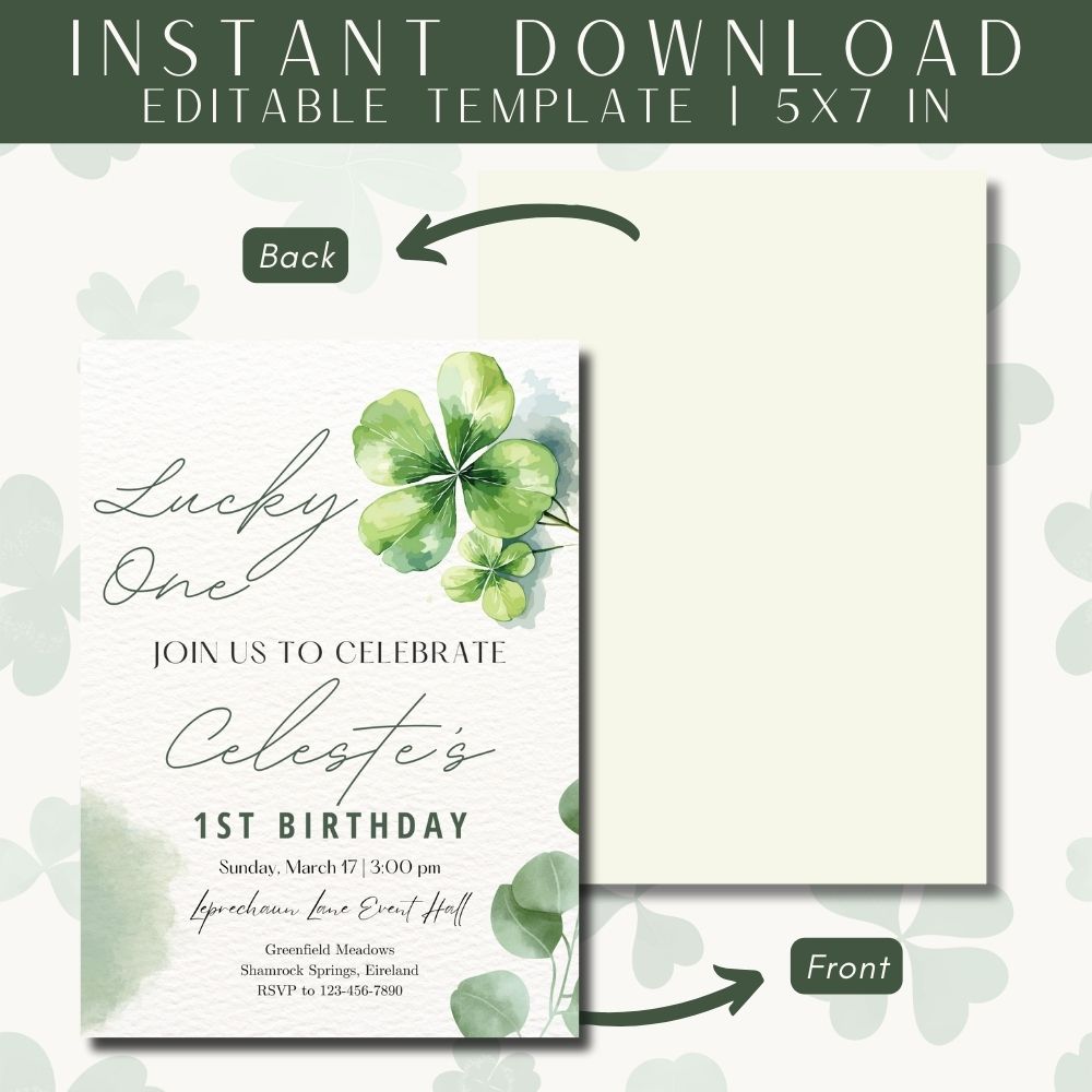Girl St Patricks Day Birthday Invitation