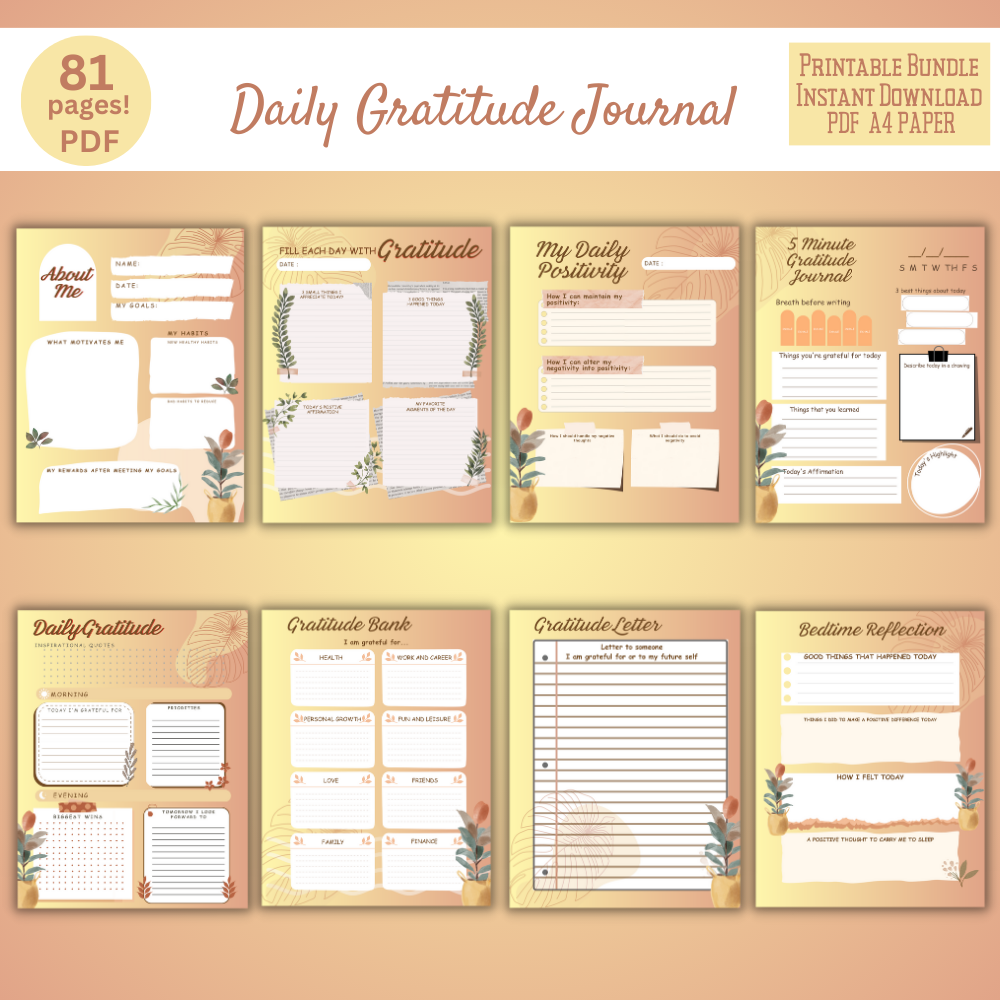 PLR Gold Gratitude Journal | Journals for mindfulness and growth | My Store